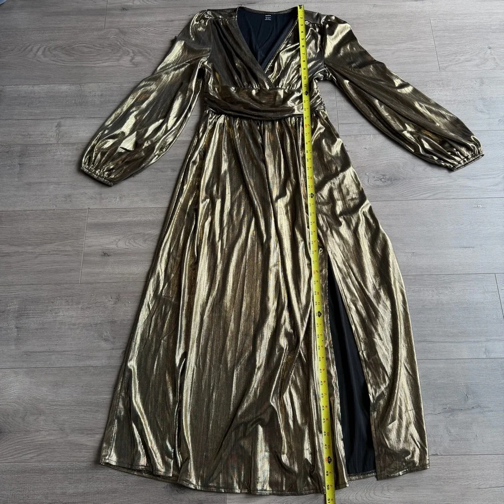SHEIN - Elegant Gold Long Sleeve Dress - size medium - EUC - Picture 2 of 5
